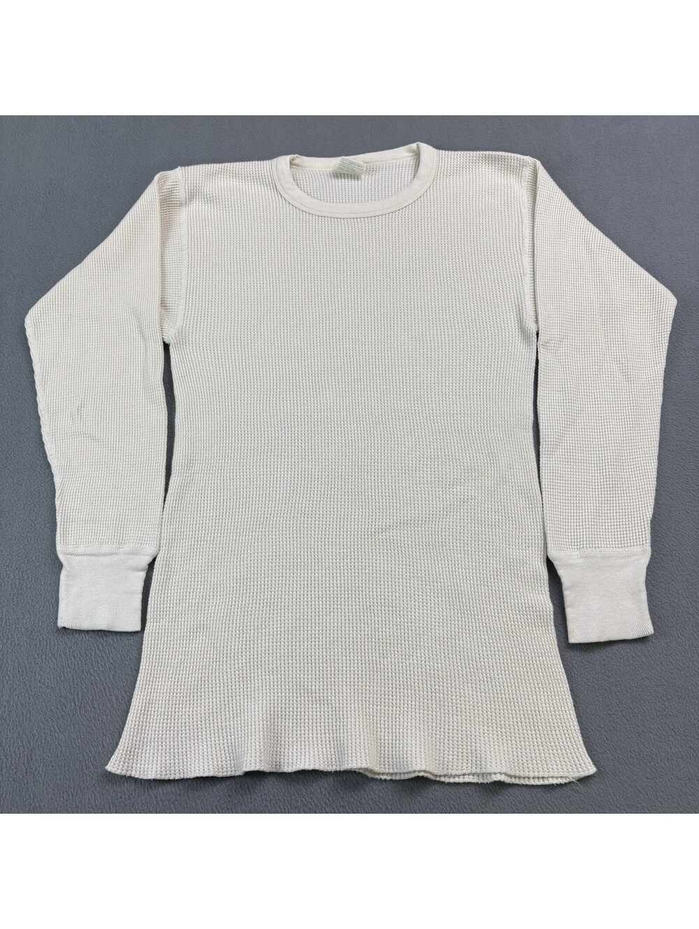 Vintage 70s Sears Waffle Knit Thermal Long Sleeve Shirt Size XL White
